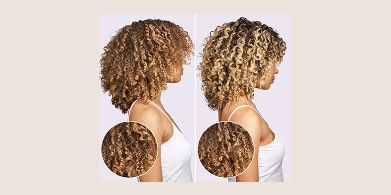 Before and after photo after using purple shampoo